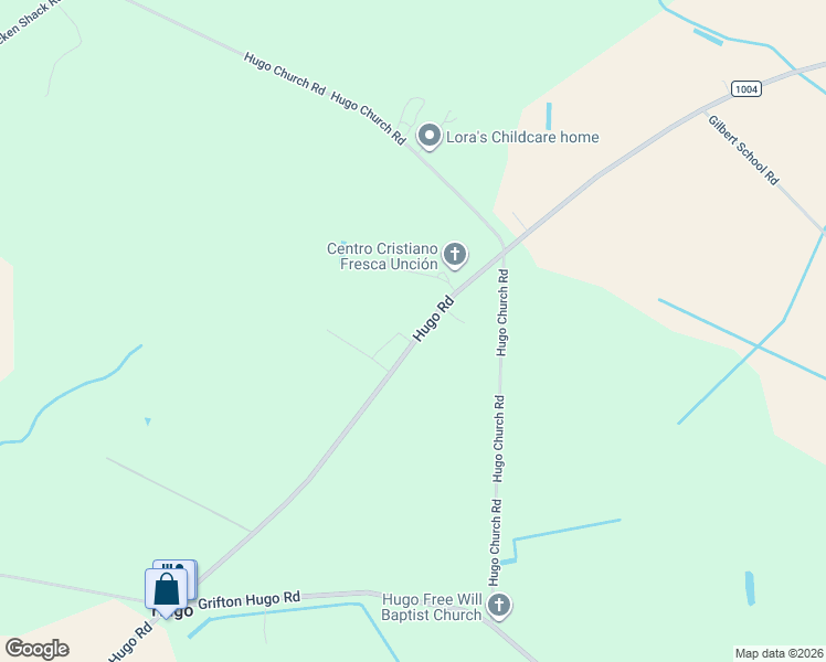 map of restaurants, bars, coffee shops, grocery stores, and more near 3362 Hugo Road in Hookerton