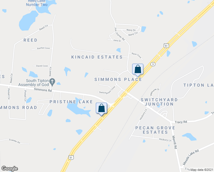 map of restaurants, bars, coffee shops, grocery stores, and more near 87 Hackberry Cove in Munford