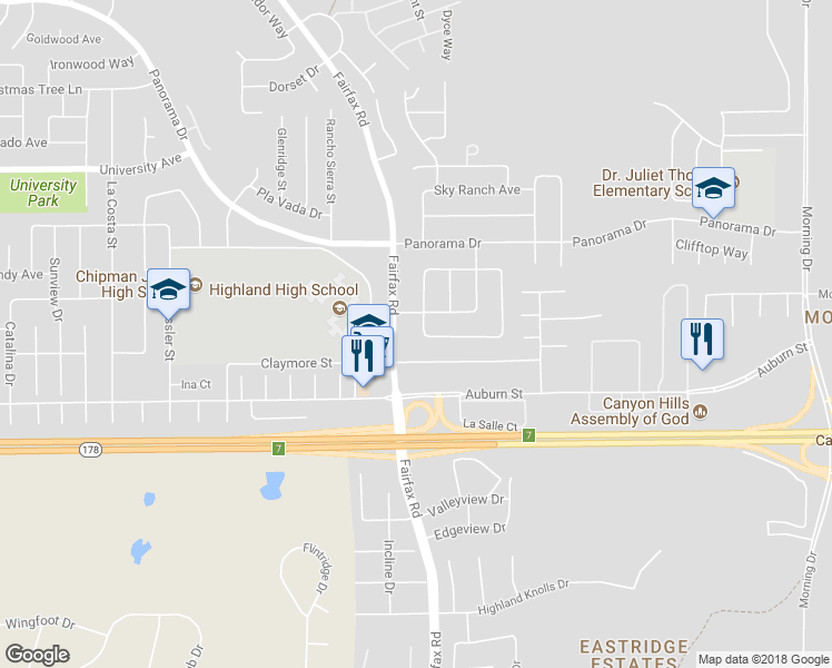 map of restaurants, bars, coffee shops, grocery stores, and more near 2900 Oak Tree Avenue in Bakersfield