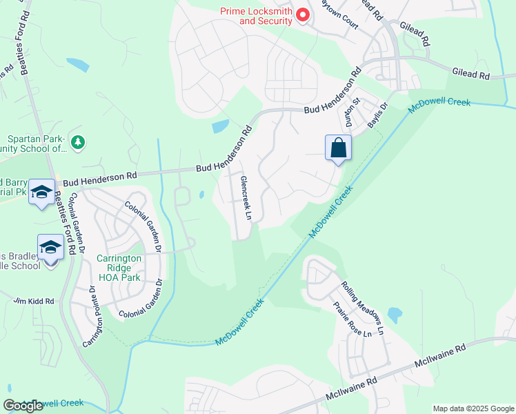 map of restaurants, bars, coffee shops, grocery stores, and more near 7529 Lullwater Cove in Huntersville