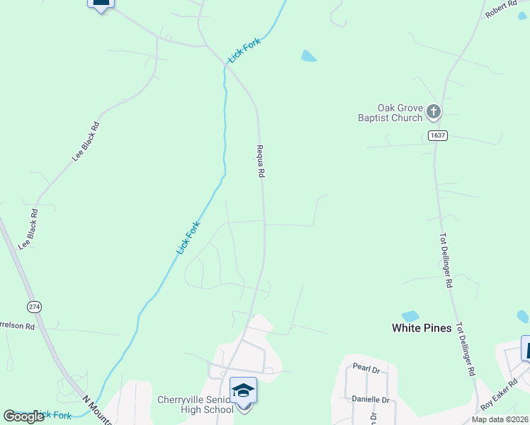 map of restaurants, bars, coffee shops, grocery stores, and more near 1310 Requa Road in Cherryville