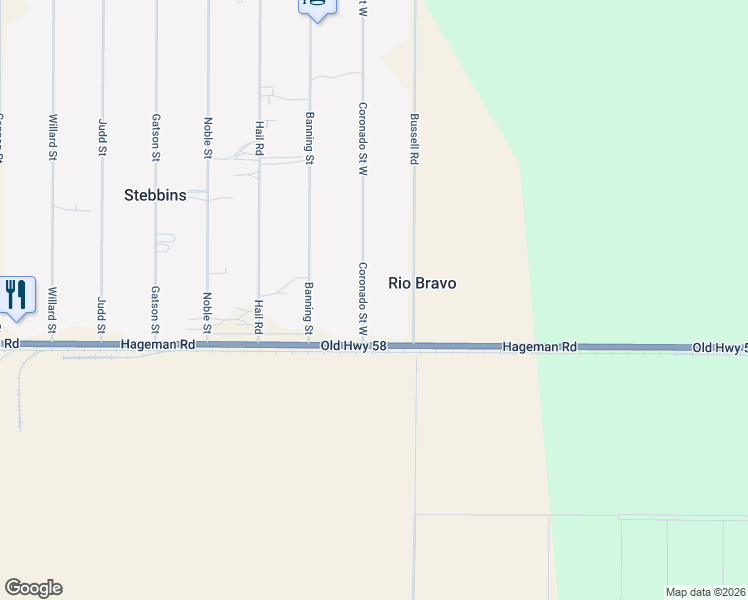 map of restaurants, bars, coffee shops, grocery stores, and more near 4346 Coronado Street West in Bakersfield