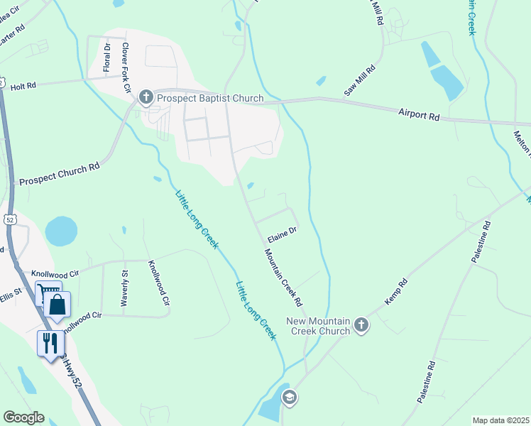 map of restaurants, bars, coffee shops, grocery stores, and more near 1014 Elaine Drive in Albemarle