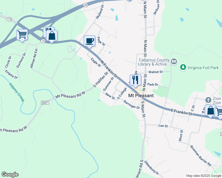 map of restaurants, bars, coffee shops, grocery stores, and more near 1235 Summer Street in Mount Pleasant