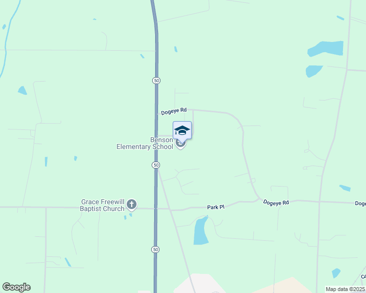 map of restaurants, bars, coffee shops, grocery stores, and more near 2040 North Carolina 50 in Benson