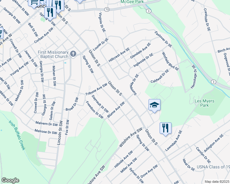 map of restaurants, bars, coffee shops, grocery stores, and more near 386 Union Street South in Concord