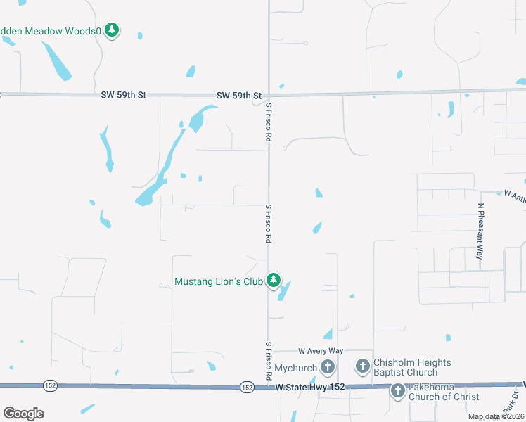 map of restaurants, bars, coffee shops, grocery stores, and more near 800 South Frisco Road in Mustang