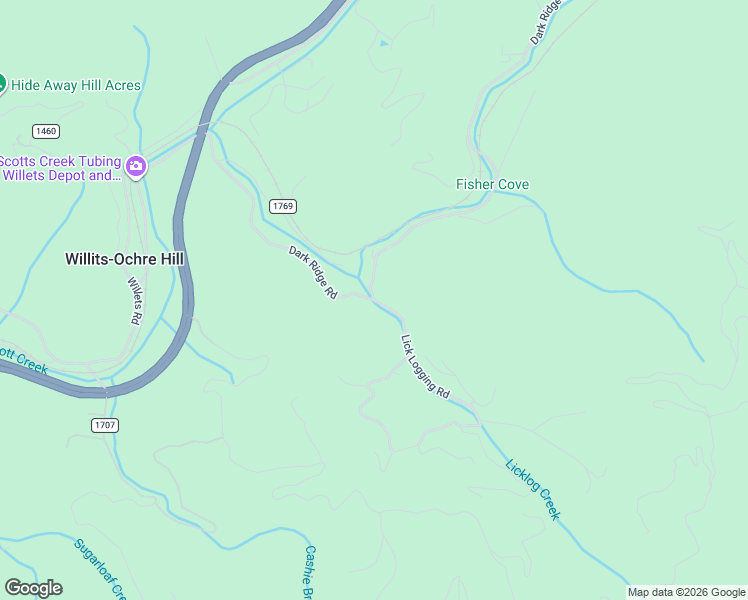 map of restaurants, bars, coffee shops, grocery stores, and more near 853 Dark Ridge Road in Sylva