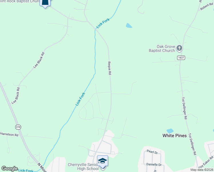 map of restaurants, bars, coffee shops, grocery stores, and more near 1310 Requa Road in Cherryville