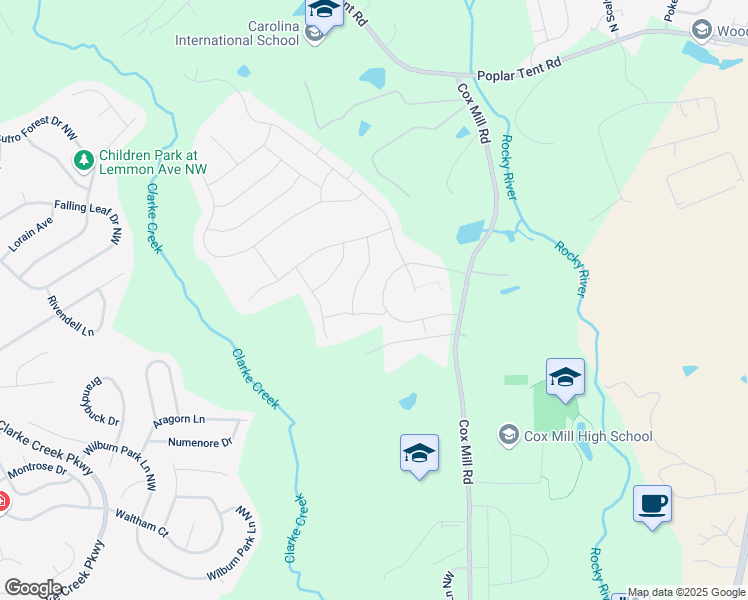 map of restaurants, bars, coffee shops, grocery stores, and more near 9580 Herringbone Lane in Concord