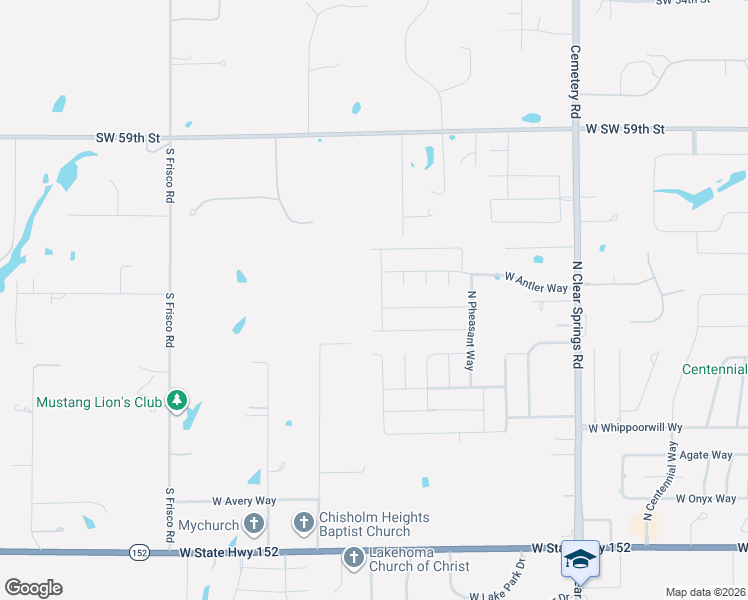 map of restaurants, bars, coffee shops, grocery stores, and more near 917 North Donald Way in Mustang