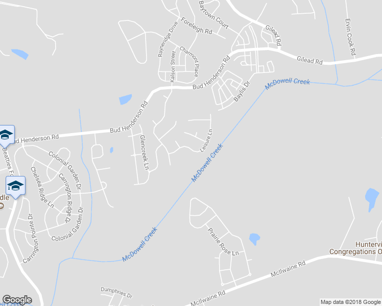 map of restaurants, bars, coffee shops, grocery stores, and more near 7804 Leisure Lane in Huntersville