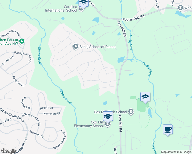 map of restaurants, bars, coffee shops, grocery stores, and more near 9580 Herringbone Lane in Concord