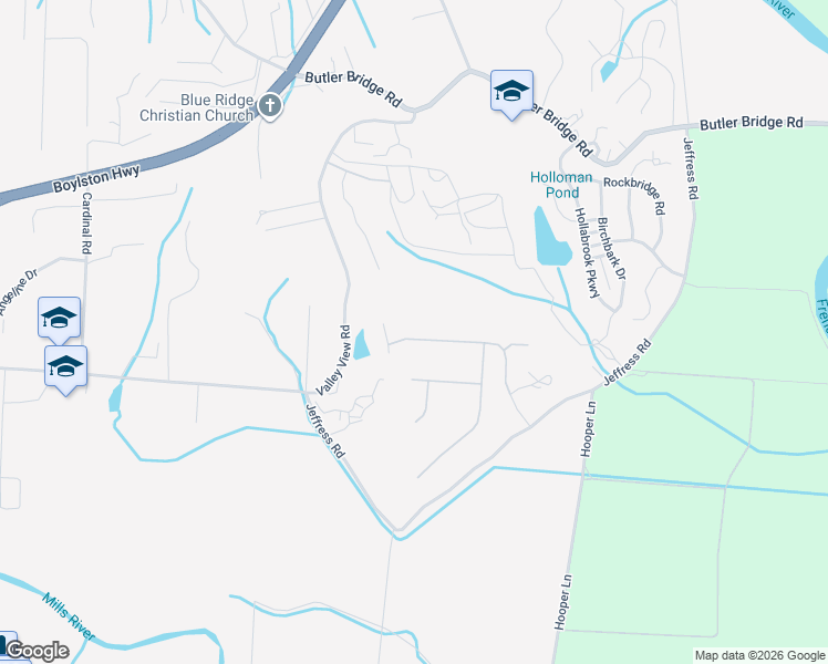 map of restaurants, bars, coffee shops, grocery stores, and more near 108 Valley View Road in Mills River