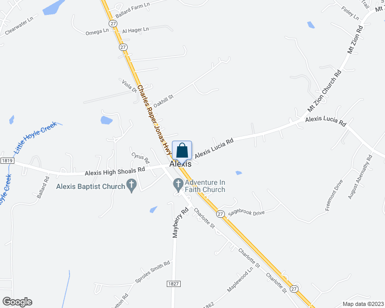 map of restaurants, bars, coffee shops, grocery stores, and more near 115 Alexis Lucia Road in Alexis