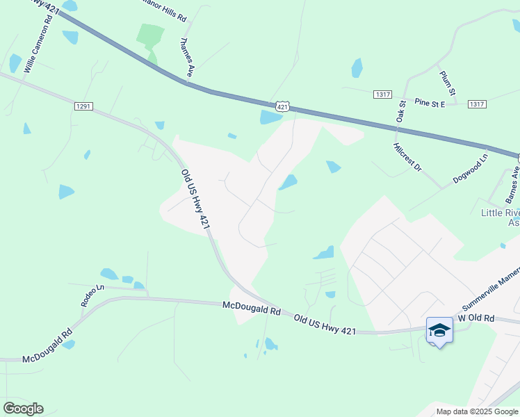 map of restaurants, bars, coffee shops, grocery stores, and more near 363 Tirzah Drive in Lillington