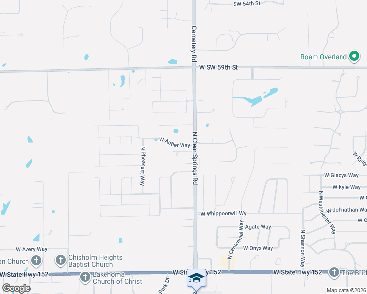 map of restaurants, bars, coffee shops, grocery stores, and more near 1712 West Antler Way in Mustang