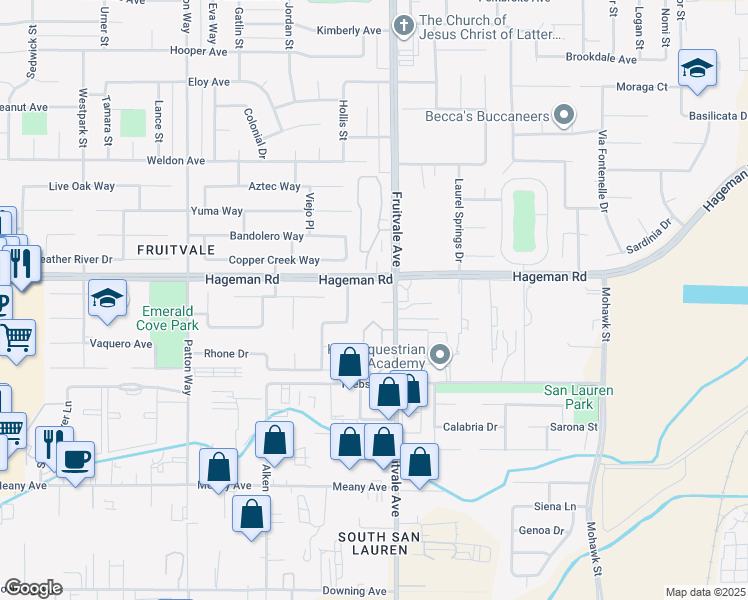 map of restaurants, bars, coffee shops, grocery stores, and more near 4400 River Glen Drive in Bakersfield