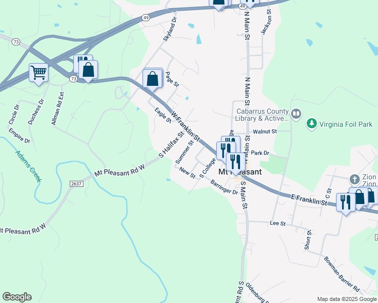 map of restaurants, bars, coffee shops, grocery stores, and more near 1235 Summer Street in Mount Pleasant