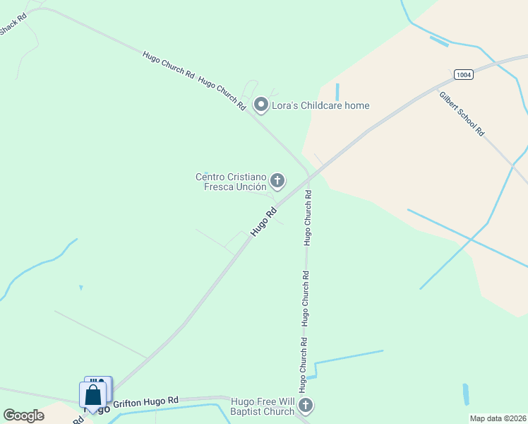map of restaurants, bars, coffee shops, grocery stores, and more near 3362 Hugo Road in Hookerton