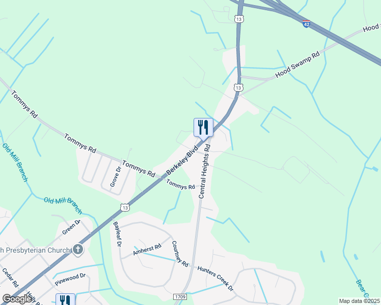 map of restaurants, bars, coffee shops, grocery stores, and more near 2367 U.S. 13 in Goldsboro