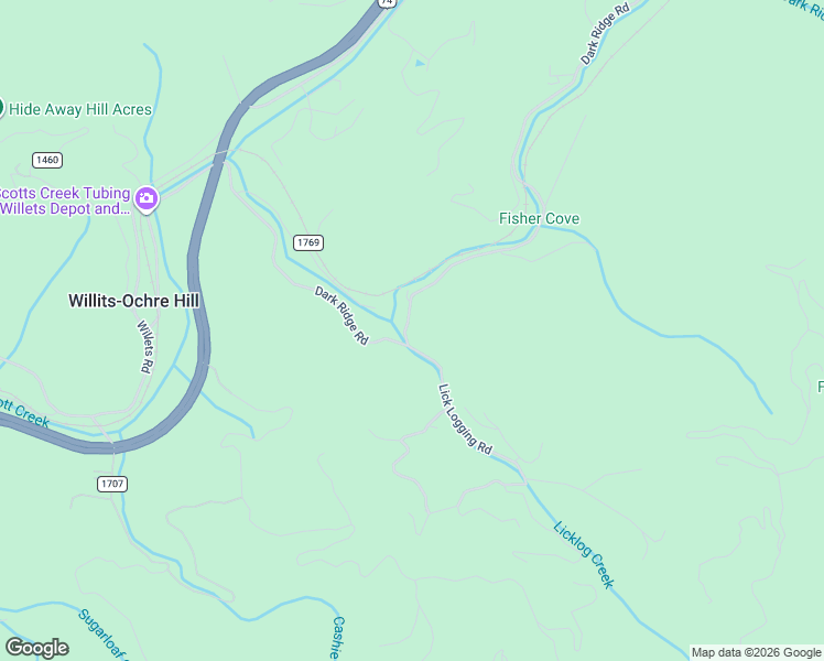 map of restaurants, bars, coffee shops, grocery stores, and more near 853-899 Dark Ridge Road in Sylva