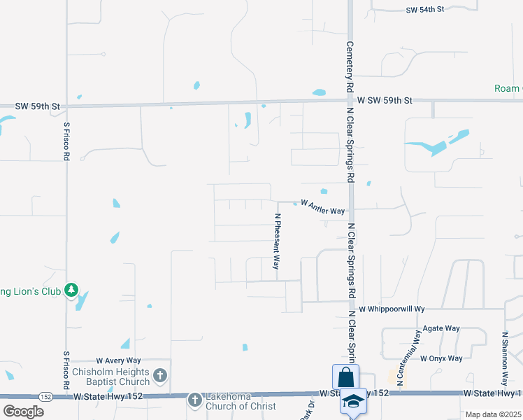 map of restaurants, bars, coffee shops, grocery stores, and more near 1008 North Scouts Court Way in Mustang