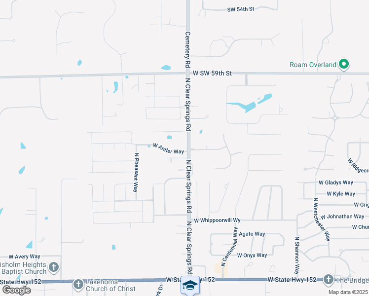 map of restaurants, bars, coffee shops, grocery stores, and more near 1705 West Antler Way in Mustang