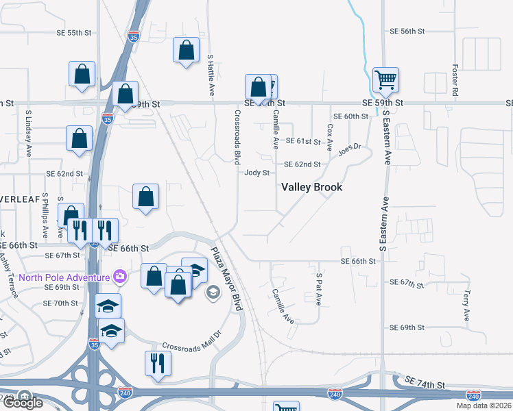 map of restaurants, bars, coffee shops, grocery stores, and more near 1511 Southeast 64th Street in Oklahoma City