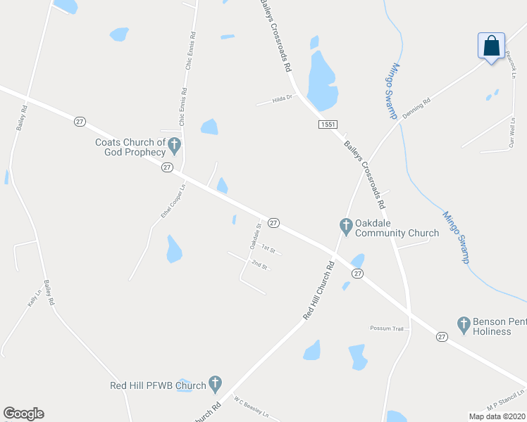 map of restaurants, bars, coffee shops, grocery stores, and more near 8175 North Carolina 27 in Coats