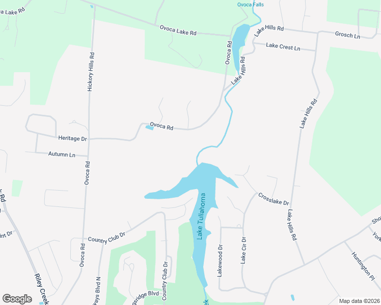 map of restaurants, bars, coffee shops, grocery stores, and more near 2333 Ovoca Road in Tullahoma