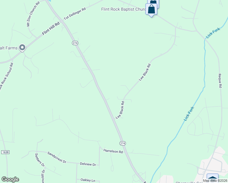 map of restaurants, bars, coffee shops, grocery stores, and more near 201 Lee Black Road in Cherryville