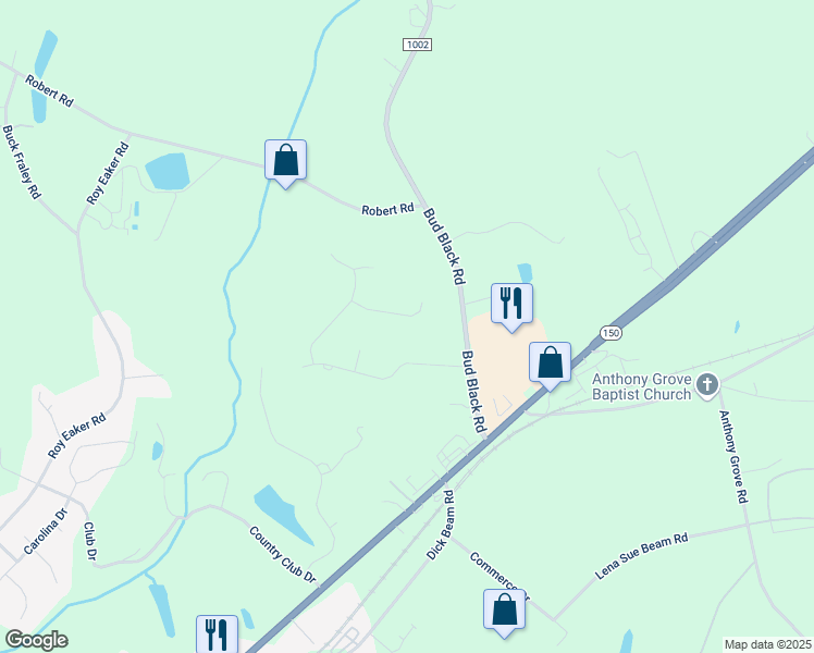 map of restaurants, bars, coffee shops, grocery stores, and more near 108 Doree Lane in Crouse