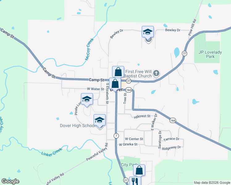 map of restaurants, bars, coffee shops, grocery stores, and more near in Dover