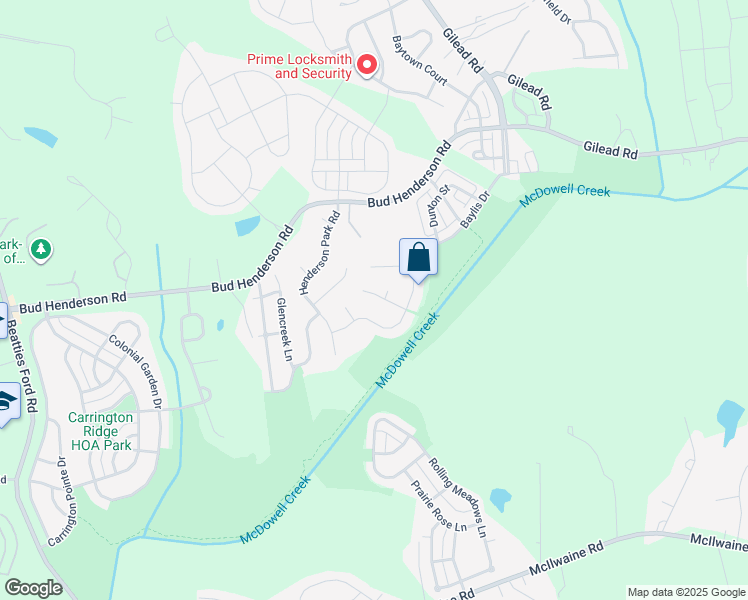 map of restaurants, bars, coffee shops, grocery stores, and more near 7616 Silverton Way in Huntersville