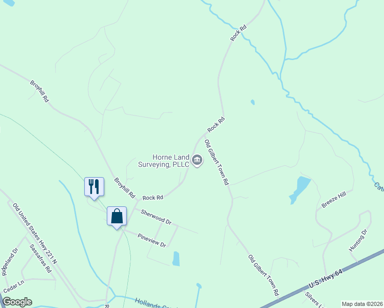 map of restaurants, bars, coffee shops, grocery stores, and more near 900 Rock Road in Rutherfordton