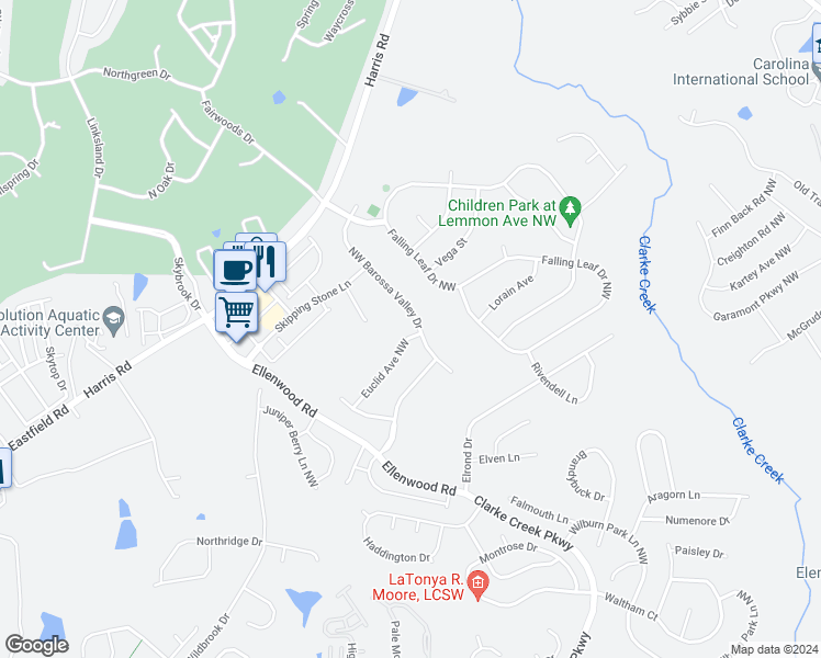 map of restaurants, bars, coffee shops, grocery stores, and more near 758 Northwest Barossa Valley Drive in Concord