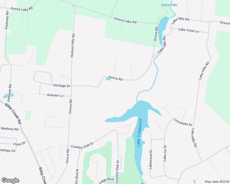 map of restaurants, bars, coffee shops, grocery stores, and more near 2320 Ovoca Road in Tullahoma