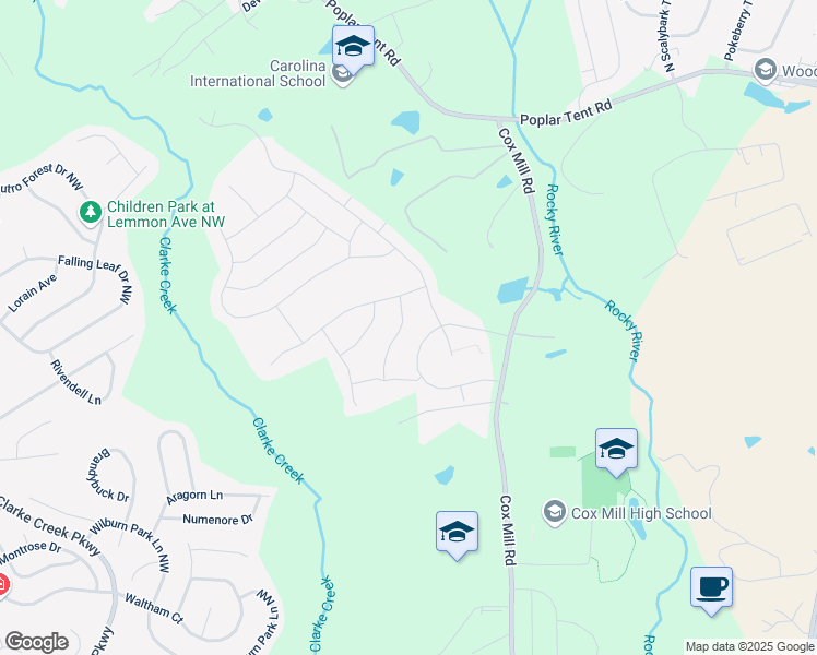 map of restaurants, bars, coffee shops, grocery stores, and more near 986 Anatrella Lane Northwest in Concord