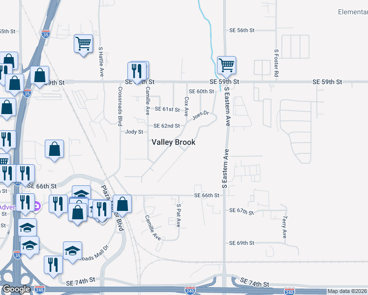 map of restaurants, bars, coffee shops, grocery stores, and more near 6323 Anderson Drive in Oklahoma City