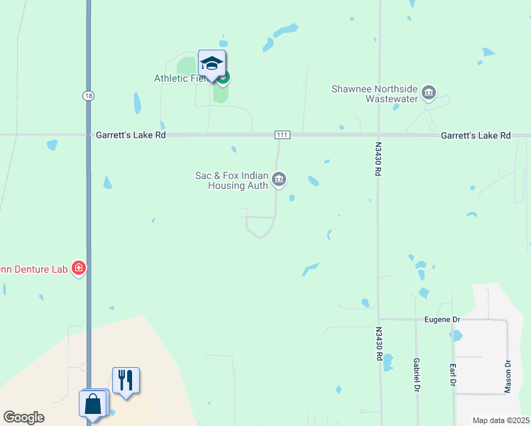 map of restaurants, bars, coffee shops, grocery stores, and more near 12 Walker Circle in Shawnee