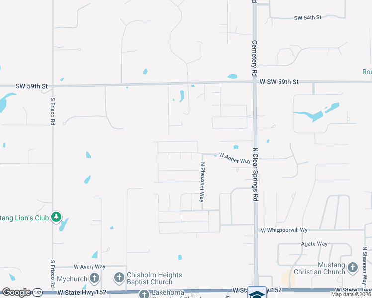map of restaurants, bars, coffee shops, grocery stores, and more near 1917 West Antler Way in Mustang