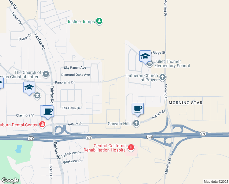 map of restaurants, bars, coffee shops, grocery stores, and more near 5220 Hawkwatch Lane in Bakersfield
