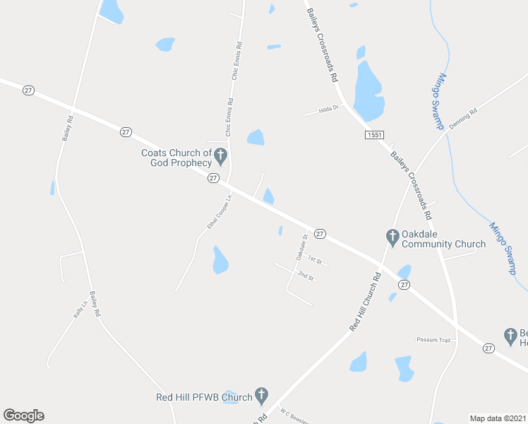 map of restaurants, bars, coffee shops, grocery stores, and more near 115 Upchurch Farm Lane in Coats
