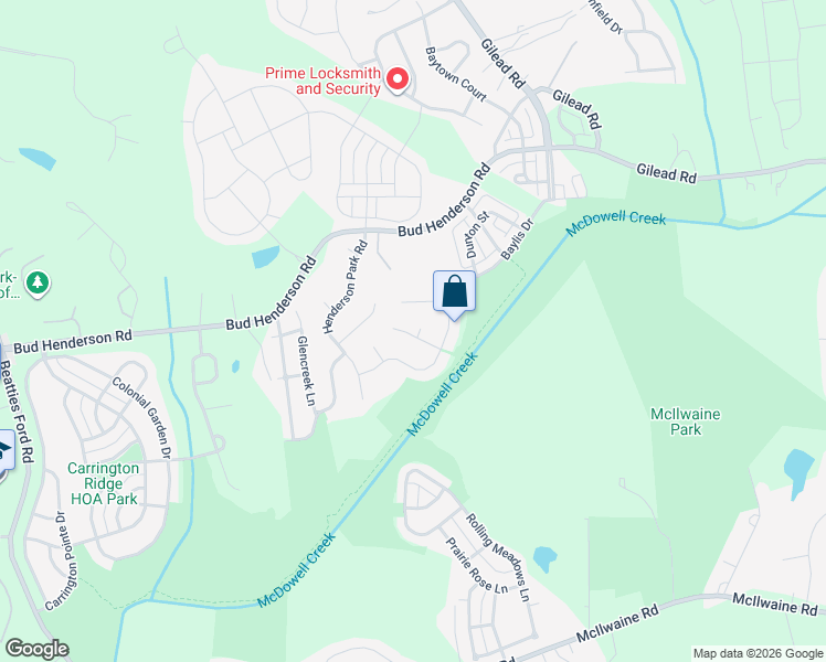 map of restaurants, bars, coffee shops, grocery stores, and more near 7616 Silverton Way in Huntersville
