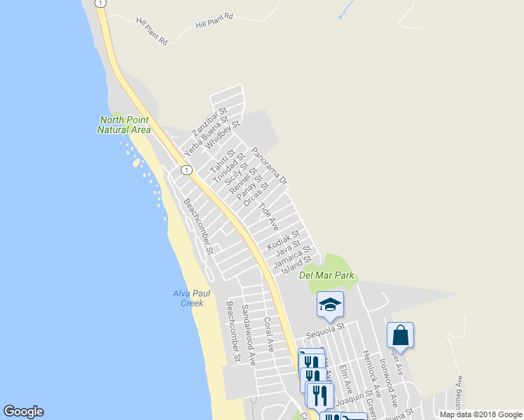 map of restaurants, bars, coffee shops, grocery stores, and more near 3201 Tide Avenue in Morro Bay