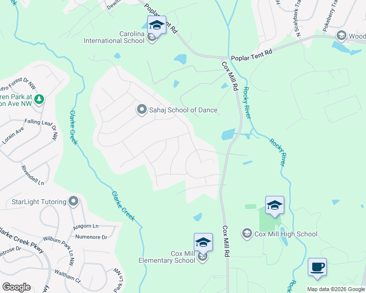 map of restaurants, bars, coffee shops, grocery stores, and more near 986 Anatrella Lane Northwest in Concord
