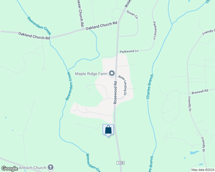 map of restaurants, bars, coffee shops, grocery stores, and more near 610 Autumn Winds Drive in Goldsboro