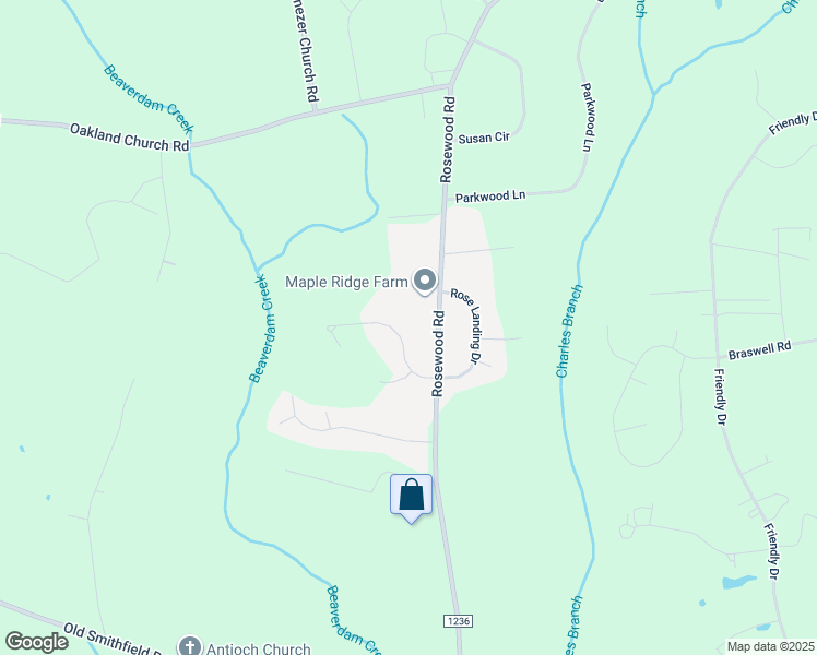 map of restaurants, bars, coffee shops, grocery stores, and more near 610 Autumn Winds Drive in Goldsboro