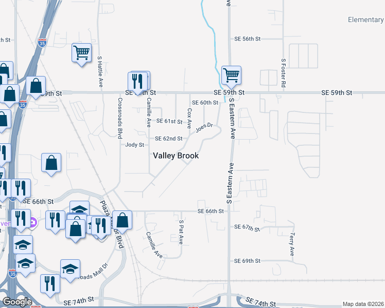 map of restaurants, bars, coffee shops, grocery stores, and more near 6323 Anderson Drive in Oklahoma City
